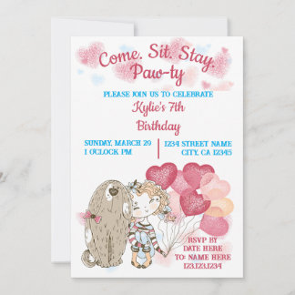 Dog Paw-ty Invitation Kaart