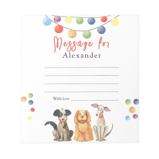 Dog Paw-ty Kinder tijd Capsule Bericht Notitieblok (Voorkant)