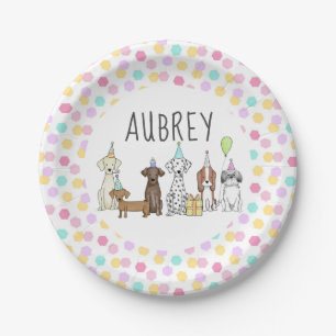 Dog Paw-ty Personalized Pastel Hexagon Papieren Bordje