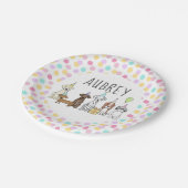 Dog Paw-ty Personalized Pastel Hexagon Papieren Bordje (Gekanteld)