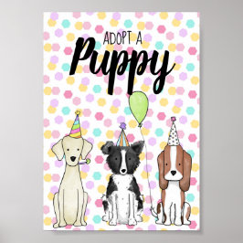 Dog Paw-ty Table Sign - Goedkeuring puppy Poster