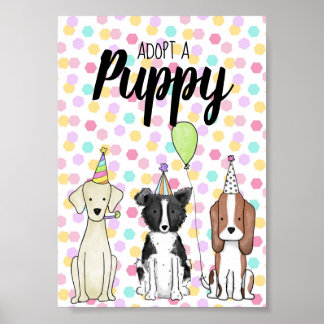 Dog Paw-ty Table Sign - Goedkeuring puppy Poster
