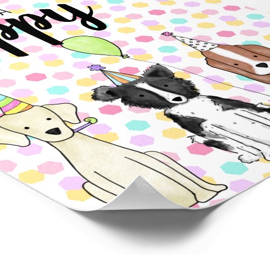 Dog Paw-ty Table Sign - Goedkeuring puppy Poster (Hoek)