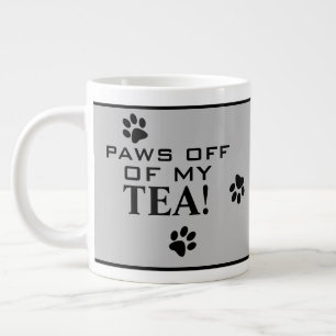 Dog Paw Typography Tea Lover's Gray Black Funny Grote Koffiekop