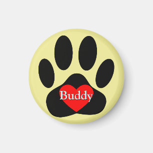 Dog Pawprint Aangepaste naam Magneet