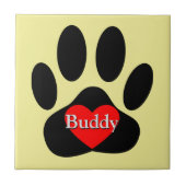 Dog Pawprint Aangepaste naam Tegeltje (Voorkant)