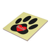 Dog Pawprint Aangepaste naam Tegeltje (Zijkant)