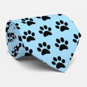 Dog pawprint blauw en zwart stropdas (Opgerold)