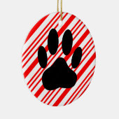 Dog Pawprint Candy Cane Ceramic Ornament (Rechts)