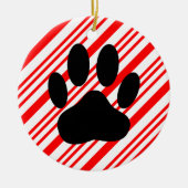Dog Pawprint Candy Cane Ceramic Ornament (Voorkant)