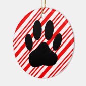 Dog Pawprint Candy Cane Ceramic Ornament (Links)