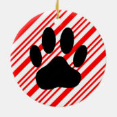 Dog Pawprint Candy Cane Ceramic Ornament (Achterkant)