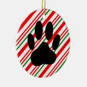 Dog Pawprint Candy Cane Keramisch Ornament (Rechts)
