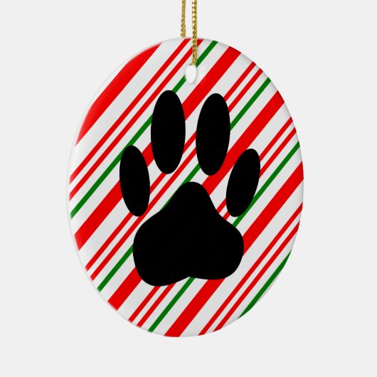 Dog Pawprint Candy Cane Keramisch Ornament (Rechts)