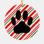 Dog Pawprint Candy Cane Keramisch Ornament (Voorkant)