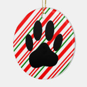 Dog Pawprint Candy Cane Keramisch Ornament (Links)