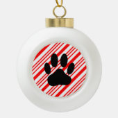 Dog Pawprint Candy Cane Keramische Bal Ornament (Voorkant)
