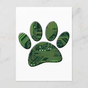 Dog Pawprint Circuit Board Art Briefkaart