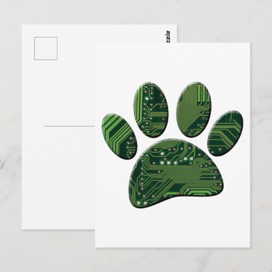 Dog Pawprint Circuit Board Art Briefkaart (Voorkant / Achterkant)