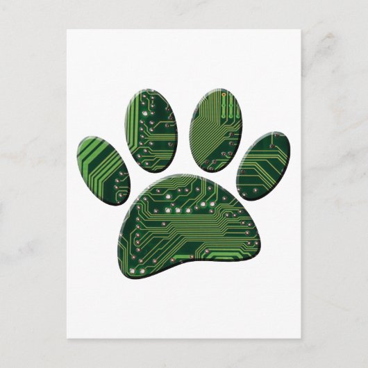 Dog Pawprint Circuit Board Art Briefkaart (Voorkant)
