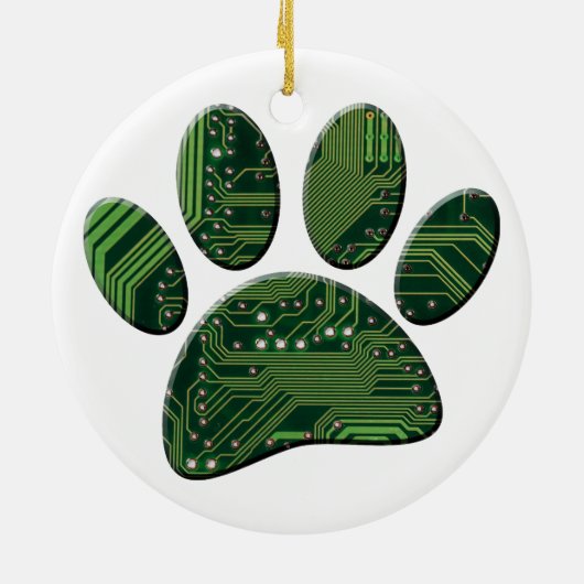 Dog Pawprint Circuit Board Keramisch Ornament (Achterkant)