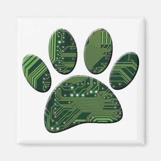 Dog Pawprint Circuit Board Magneet (Voorkant)