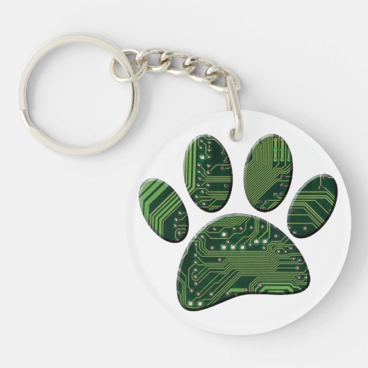 Dog Pawprint Circuit Board Sleutelhanger (Voorkant)