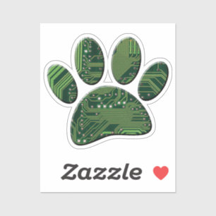 Dog Pawprint Circuit Board Sticker