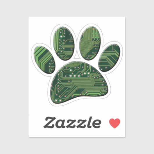 Dog Pawprint Circuit Board Sticker (Vel)
