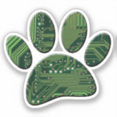 Dog Pawprint Circuit Board Sticker (Voorkant)