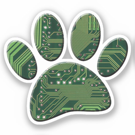 Dog Pawprint Circuit Board Sticker (Voorkant)