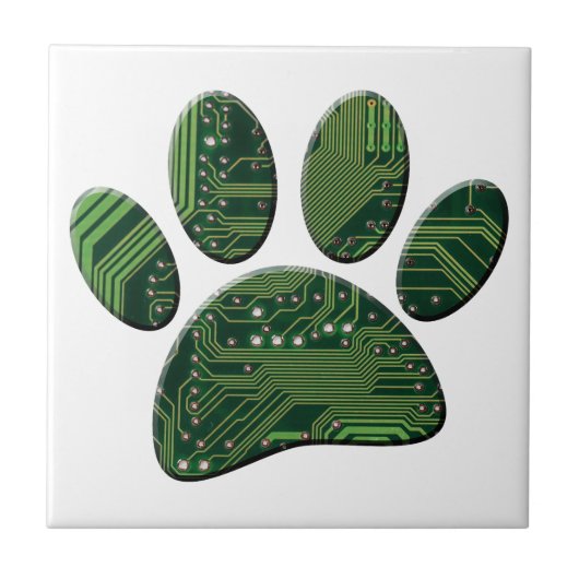 Dog Pawprint Circuit Board Tegeltje (Voorkant)