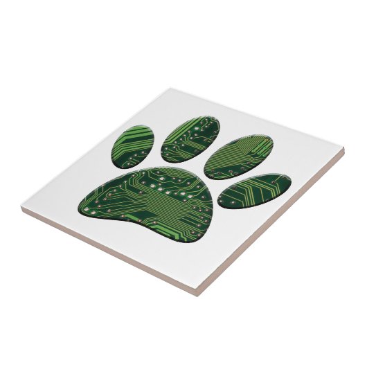 Dog Pawprint Circuit Board Tegeltje (Zijkant)