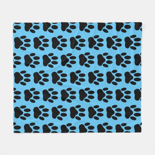 Dog Pawprint op Blue Fleece Blanket (Voorkant (Horizontaal))
