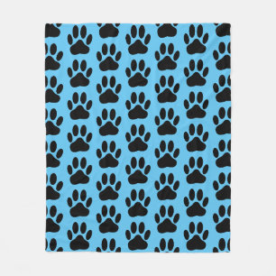 Dog Pawprint op Blue Fleece Blanket Deken