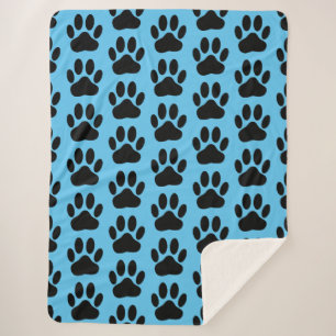 Dog Pawprint op Blue Sherpa Blanket Deken