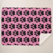 Dog Pawprint op roze Sherpa Blanket Deken (Voorkant (horizontaal))