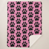 Dog Pawprint op roze Sherpa Blanket Sherpa Deken (Voorkant)