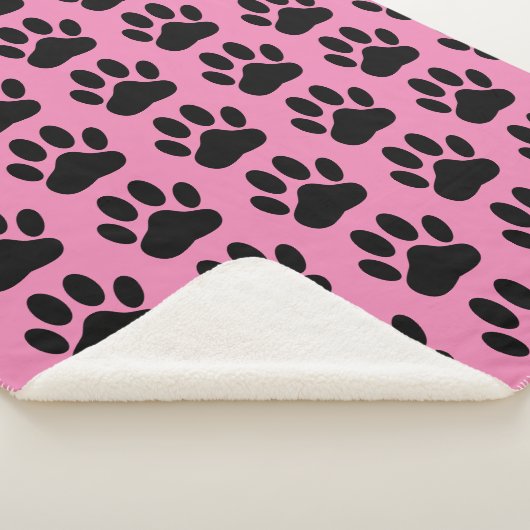 Dog Pawprint op roze Sherpa Blanket Sherpa Deken (3/4)