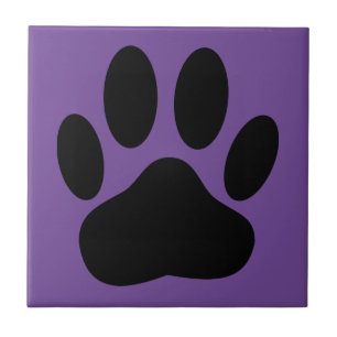 Dog Pawprint Paarse achtergrond Tegeltje