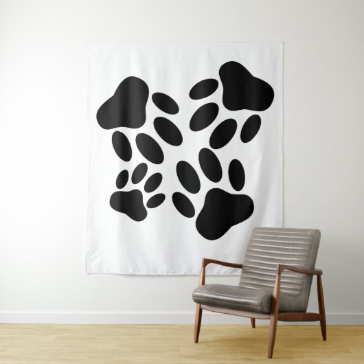 Dog Pawprint Patroon Wandkleed (In situ)