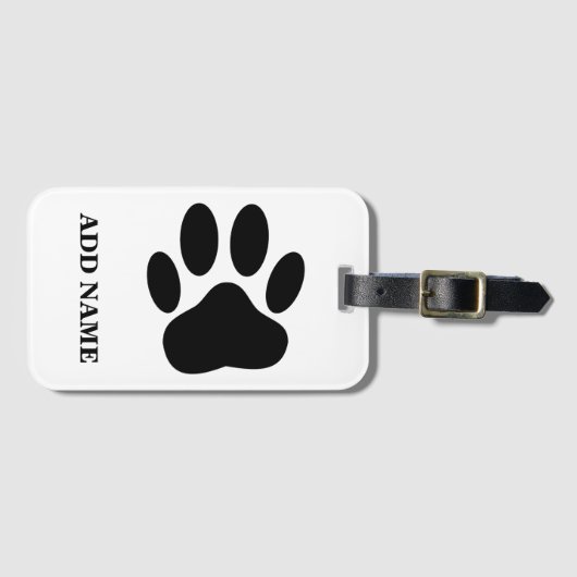 Dog Pawprint Persoonlijke naam Bagagelabel (Voorkant (horizontaal))