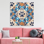 Dog Pawprint Quilt Design Canvas Afdruk (Insitu (Woonkamer))