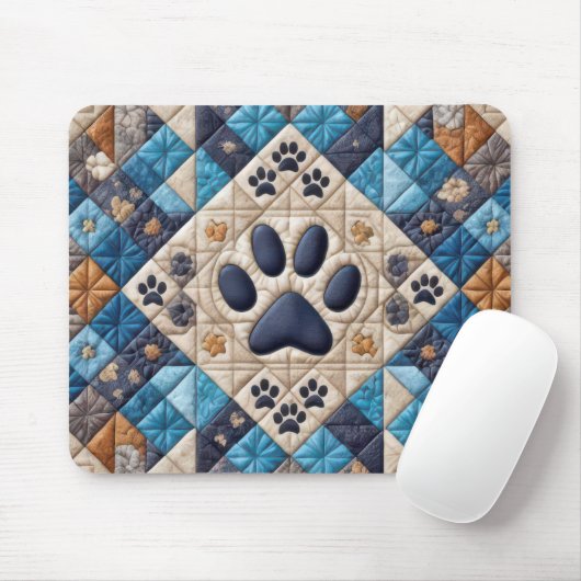 Dog Pawprint Quilt Design Muismat (Met muis)