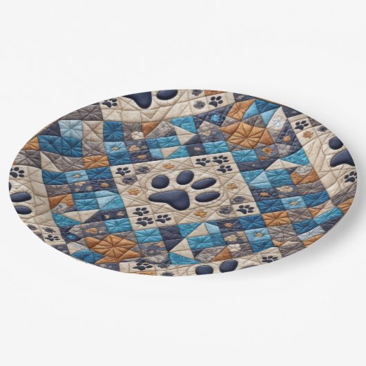 Dog Pawprint Quilt Design Papieren Bordje (Gekanteld)