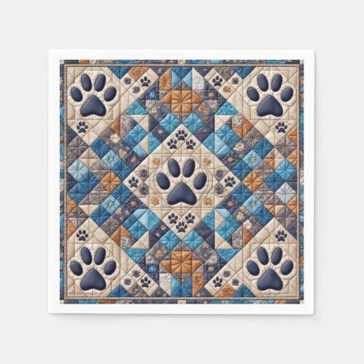 Dog Pawprint Quilt Design Servet (Voorkant)