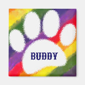 Dog Pawprint Rainbow Waterverf Aangepaste naam Magneet (Voorkant)