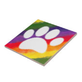Dog Pawprint Rainbow Waterverf Tegeltje (Zijkant)