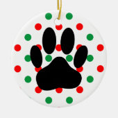 Dog Pawprint Red Green Polka Dots Keramisch Ornament (Voorkant)