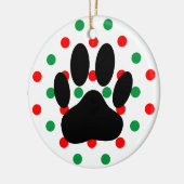 Dog Pawprint Red Green Polka Dots Keramisch Ornament (Links)